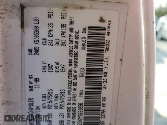 2000 Dodge Dakota z VIN 1B7GL22X2YS631036, wystawiony jako Copart lot #74635254 z przebiegiem 179 367 mil mil oraz Czysty tytuł • Clean title. Historia ofert i sprzedaży dostępna na DreamBid. Obrazek 12.