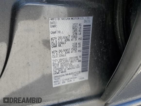 ✅ 2024 Nissan Frontier SV • VIN: 1N6ED1FK7RN602528 • Lot: 55516095. Listed on Copart with 28,136 mi. Free auction sales archive from the USA and detailed vehicle history report at DreamBid. Image 12.