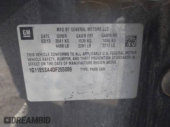 2013 Chevrolet Malibu LT z VIN 1G11E5SA4DF255089, wystawiony jako IAAI lot #41376450 z przebiegiem 159 824 mil mil oraz . Historia ofert i sprzedaży dostępna na DreamBid. Obrazek 9.