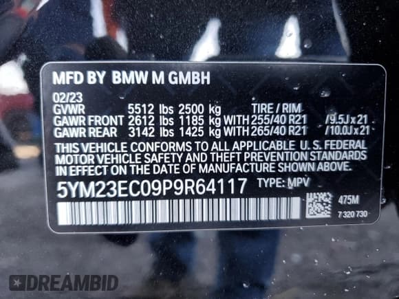 ✅ 2023 BMW X4 M • VIN: 5YM23EC09P9R64117 • Lot: 42924485. Listed on Copart with 19,998 mi. Free auction sales archive from the USA and detailed vehicle history report at DreamBid. Image 13.
