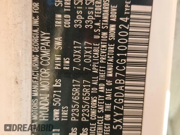 ✅ 2012 Hyundai Santa Fe GLS • VIN: 5XYZGDAB7CG100024 • Lot: 81995244. Listed on Copart with Not provided. Free auction sales archive from the USA and detailed vehicle history report at DreamBid. Image 13.