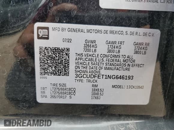 ✅ 2022 Chevrolet Silverado 1500 LT Trail Boss • VIN: 3GCUDFET1NG646193 • Lot: 62421255. Wystawiony na Copart z przebiegiem 32 343 mil. Bezpłatny archiwum sprzedaży aukcyjnych z USA i szczegółowy raport historii pojazdu na DreamBid. Zdjęcie 12.