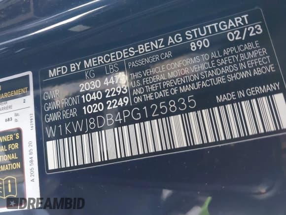 ✅ 2023 Mercedes-Benz C 300 • VIN: W1KWJ8DB4PG125835 • Lot: 41654470. Wystawiony na IAAI z przebiegiem 14 001 mil. Bezpłatny archiwum sprzedaży aukcyjnych z USA i szczegółowy raport historii pojazdu na DreamBid. Zdjęcie 9.