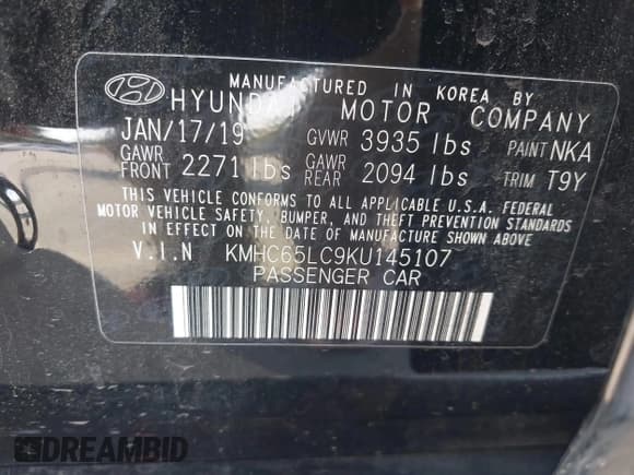 ✅ 2019 Hyundai Ioniq Blue • VIN: KMHC65LC9KU145107 • Lot: 43657559. Listed on IAAI with 200,453 mi. Free auction sales archive from the USA and detailed vehicle history report at DreamBid. Image 9.