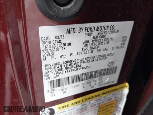 ✅ 2016 Ford Expedition XLT • VIN: 1FMJU1JT9GEF42259 • Lot: 42021710. Wystawiony na IAAI z przebiegiem 149 348 mil. Bezpłatny archiwum sprzedaży aukcyjnych z USA i szczegółowy raport historii pojazdu na DreamBid. Zdjęcie 9.