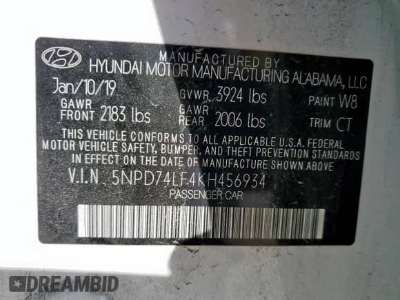 2019 Hyundai Elantra SE z VIN 5NPD74LF4KH456934, wystawiony jako Copart lot #87435705 z przebiegiem 170 225 mil mil oraz Czysty tytuł • Clean title. Historia ofert i sprzedaży dostępna na DreamBid. Obrazek 12.