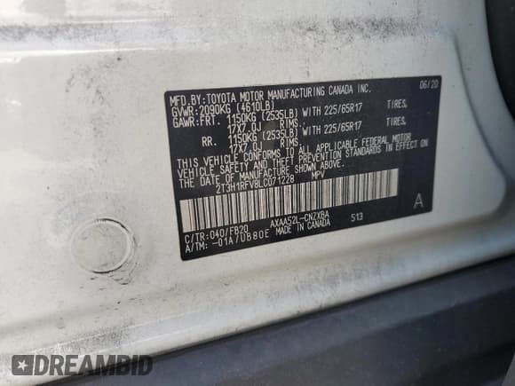 ✅ 2020 Toyota RAV4 LE • VIN: 2T3H1RFV8LC071228 • Лот: 92984635. Опубликован ранее на Copart с пробегом 99 086 миль. Бесплатный доступ к архиву аукционных продаж из США и подробный отчёт об истории автомобиля на DreamBid. Изображение 14.