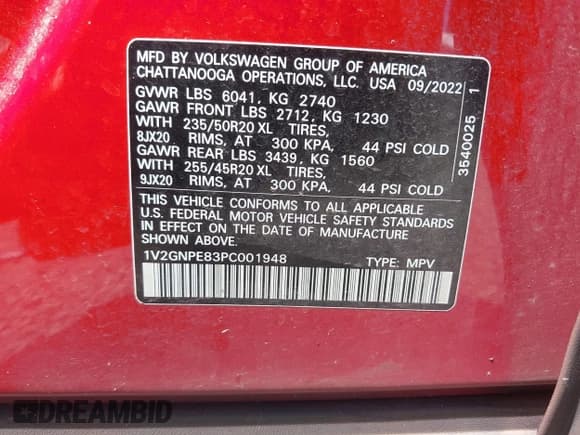 ✅ 2023 Volkswagen ID.4 Pro S • VIN: 1V2GNPE83PC001948 • Лот: 42462500. Опубликован ранее на IAAI с пробегом 19 266 миль. Бесплатный доступ к архиву аукционных продаж из США и подробный отчёт об истории автомобиля на DreamBid. Изображение 9.