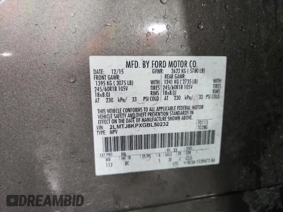 ✅ 2016 Lincoln MKX Select • VIN: 2LMTJ8KPXGBL50232 • Lot: 67819055. Listed on Copart with 158,907 mi. Free auction sales archive from the USA and detailed vehicle history report at DreamBid. Image 13.