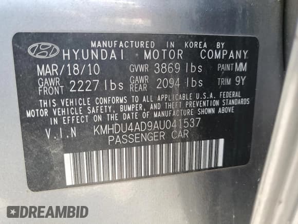 ✅ 2010 Hyundai Elantra GLS • VIN: KMHDU4AD9AU041537 • Лот: 68439195. Опубликован ранее на Copart с пробегом 81 226 миль. Бесплатный доступ к архиву аукционных продаж из США и подробный отчёт об истории автомобиля на DreamBid. Изображение 12.