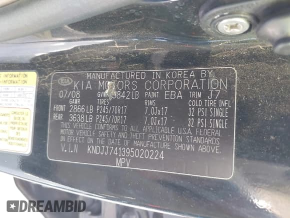 ✅ 2009 Kia Borrego EX • VIN: KNDJJ741395020224 • Лот: 42663475. Опубликован ранее на IAAI с пробегом Не указан. Бесплатный доступ к архиву аукционных продаж из США и подробный отчёт об истории автомобиля на DreamBid. Изображение 9.