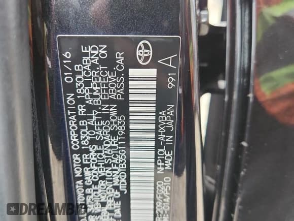 ✅ 2016 Toyota Prius One • VIN: JTDKDTB35G1119835 • Lot: 92751845. Listed on Copart with 136,165 mi. Free auction sales archive from the USA and detailed vehicle history report at DreamBid. Image 12.