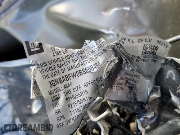 ✅ 2011 Chevrolet HHR 1LT • VIN: 3GNBABFW0BS658434 • Lot: 49496245. Listed on Copart with 134,810 mi. Free auction sales archive from the USA and detailed vehicle history report at DreamBid. Image 14.