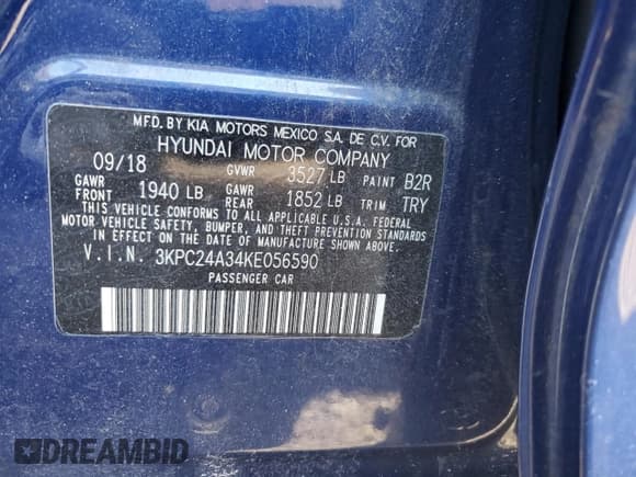 ✅ 2019 Hyundai Accent SE • VIN: 3KPC24A34KE056590 • Лот: 42416425. Опубликован ранее на Copart с пробегом 70 165 миль. Бесплатный доступ к архиву аукционных продаж из США и подробный отчёт об истории автомобиля на DreamBid. Изображение 12.