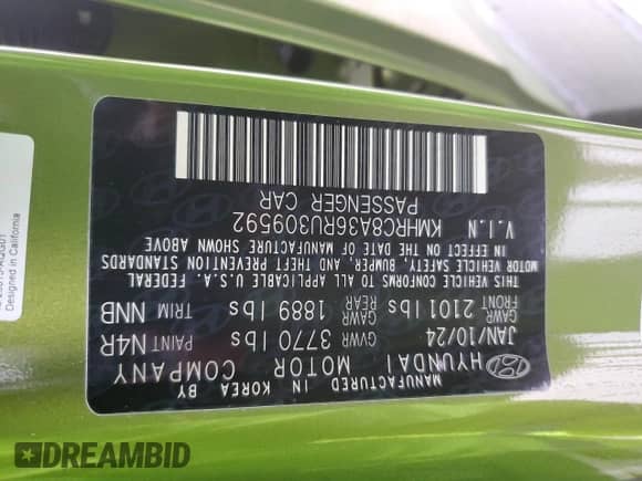 2024 Hyundai Venue SEL с VIN KMHRC8A36RU309592, выставлен на аукционе Copart как лот 79210434 с пробегом 10 110 миль миль и Списание • Salvage title. История ставок и продаж доступна на DreamBid. Изображение 13.