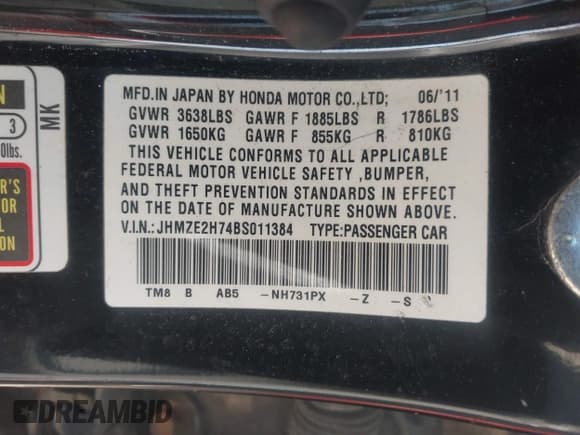 ✅ 2011 Honda Insight EX • VIN: JHMZE2H74BS011384 • Lot: 43676130. Wystawiony na IAAI z przebiegiem 177 219 mil. Bezpłatny archiwum sprzedaży aukcyjnych z USA i szczegółowy raport historii pojazdu na DreamBid. Zdjęcie 9.