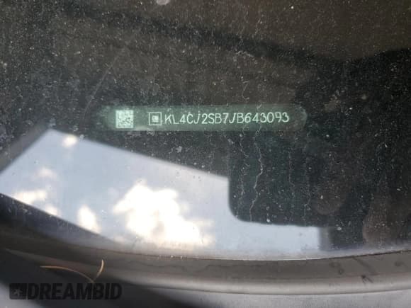 ✅ 2018 Buick Encore Sport Touring • VIN: KL4CJ2SB7JB643093 • Lot: 65997835. Listed on Copart with 73,102 mi. Free auction sales archive from the USA and detailed vehicle history report at DreamBid. Image 13.