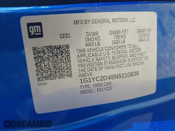 ✅ 2022 Chevrolet Corvette 3LT • VIN: 1G1YC2D45N5110838 • Lot: 41771276. Listed on IAAI with 24,696 mi. Free auction sales archive from the USA and detailed vehicle history report at DreamBid. Image 9.