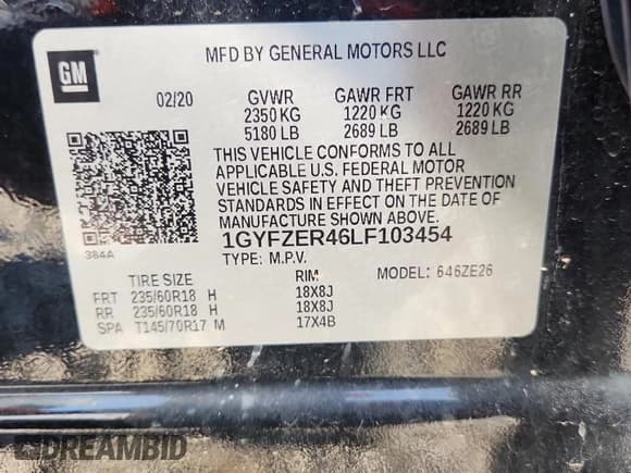 ✅ 2020 Cadillac XT4 FWD Sport • VIN: 1GYFZER46LF103454 • Lot: 65630985. Listed on Copart with 52,314 mi. Free auction sales archive from the USA and detailed vehicle history report at DreamBid. Image 13.