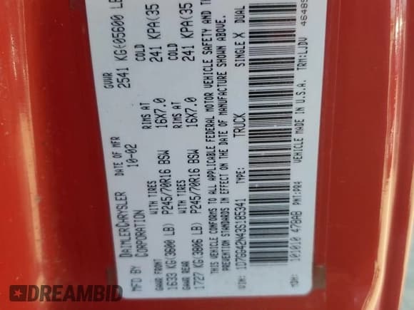 ✅ 2003 Dodge Dakota • VIN: 1D7GG42N43S185341 • Lot: 56236135. Wystawiony na Copart z przebiegiem 208 390 mil. Bezpłatny archiwum sprzedaży aukcyjnych z USA i szczegółowy raport historii pojazdu na DreamBid. Zdjęcie 12.