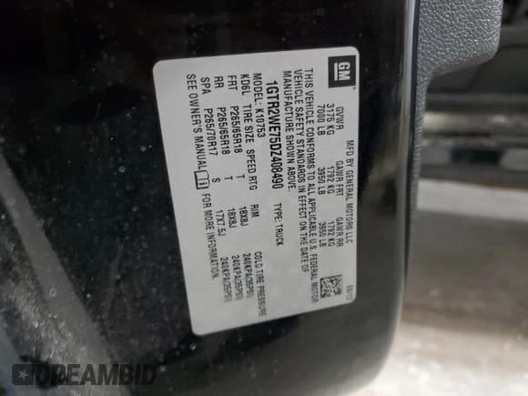 ✅ 2013 GMC Sierra 1500 SLT • VIN: 1GTR2WE75DZ408490 • Lot: 49832915. Listed on Copart with 96,395 mi. Free auction sales archive from the USA and detailed vehicle history report at DreamBid. Image 13.