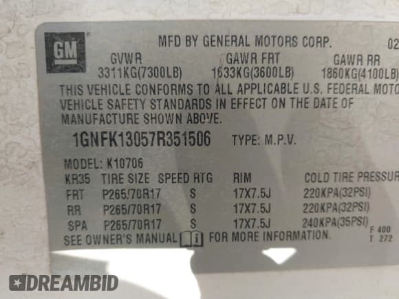 ✅ 2007 Chevrolet Tahoe LTZ • VIN: 1GNFK13057R351506 • Лот: 41468640. Опубликован ранее на IAAI с пробегом 471 288 миль. Бесплатный доступ к архиву аукционных продаж из США и подробный отчёт об истории автомобиля на DreamBid. Изображение 9.