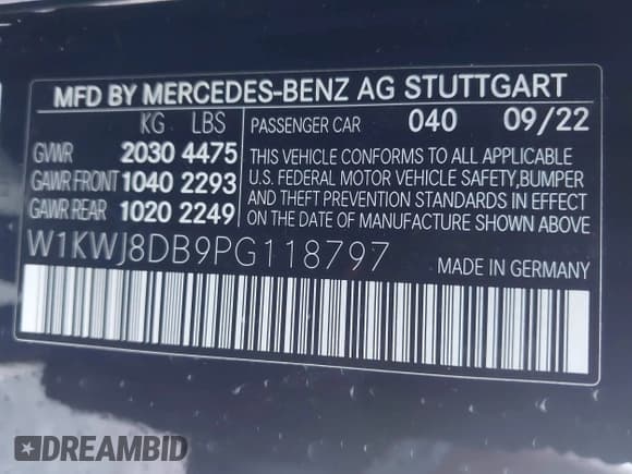 ✅ 2023 Mercedes-Benz C 300 • VIN: W1KWJ8DB9PG118797 • Lot: 42484011. Wystawiony na IAAI z przebiegiem 20 367 mil. Bezpłatny archiwum sprzedaży aukcyjnych z USA i szczegółowy raport historii pojazdu na DreamBid. Zdjęcie 9.