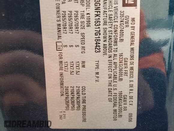 ✅ 2007 Chevrolet Suburban LTZ • VIN: 3GNFK16317G184423 • Lot: 80623094. Wystawiony na Copart z przebiegiem Nie podano. Bezpłatny archiwum sprzedaży aukcyjnych z USA i szczegółowy raport historii pojazdu na DreamBid. Zdjęcie 13.