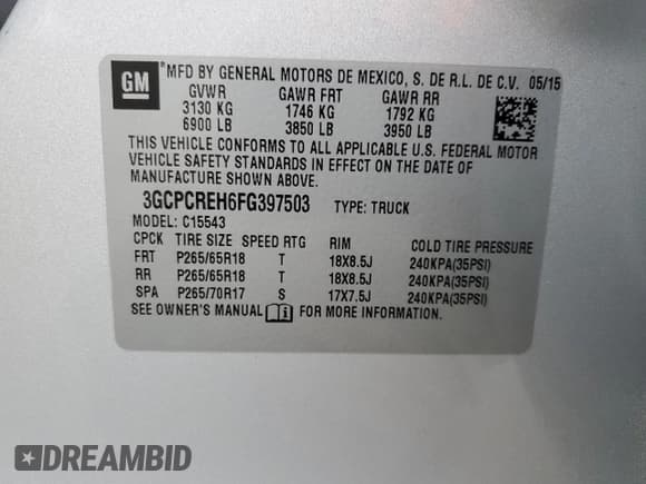 ✅ 2015 Chevrolet Silverado 1500 LT • VIN: 3GCPCREH6FG397503 • Lot: 84471515. Listed on Copart with 243,895 mi. Free auction sales archive from the USA and detailed vehicle history report at DreamBid. Image 12.