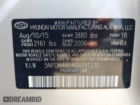 ✅ 2016 Hyundai Elantra SE • VIN: 5NPDH4AE4GH741230 • Lot: 42383058. Listed on IAAI with 88,759 mi. Free auction sales archive from the USA and detailed vehicle history report at DreamBid. Image 9.