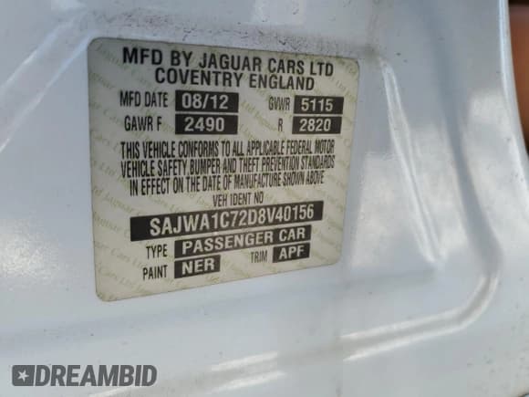 ✅ 2013 Jaguar XJ • VIN: SAJWA1C72D8V40156 • Лот: 50676735. Опубликован ранее на Copart с пробегом Не указан. Бесплатный доступ к архиву аукционных продаж из США и подробный отчёт об истории автомобиля на DreamBid. Изображение 12.