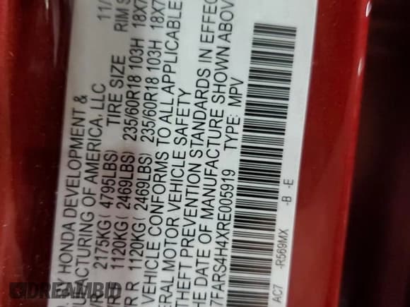 ✅ 2024 Honda CR-V EX • VIN: 7FARS4H4XRE005919 • Lot: 68489845. Listed on Copart with 25,209 mi. Free auction sales archive from the USA and detailed vehicle history report at DreamBid. Image 13.