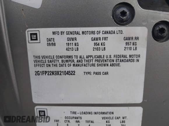 1999 Chevrolet Camaro с VIN 2G1FP22K9X2104522, выставлен на аукционе IAAI как лот 43473613 с пробегом 172 172 миль миль и . История ставок и продаж доступна на DreamBid. Изображение 9.