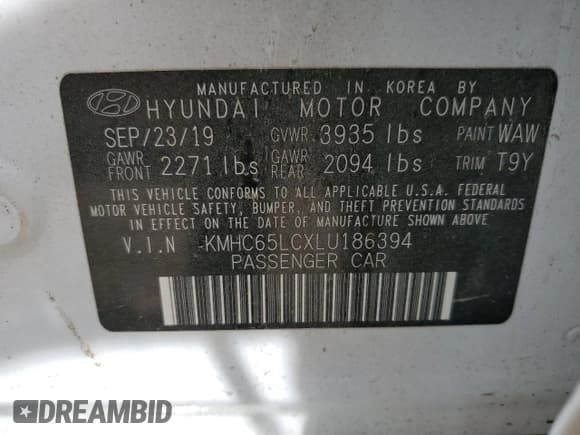 ✅ 2020 Hyundai Ioniq Blue • VIN: KMHC65LCXLU186394 • Lot: 56584615. Wystawiony na Copart z przebiegiem 64 626 mil. Bezpłatny archiwum sprzedaży aukcyjnych z USA i szczegółowy raport historii pojazdu na DreamBid. Zdjęcie 12.