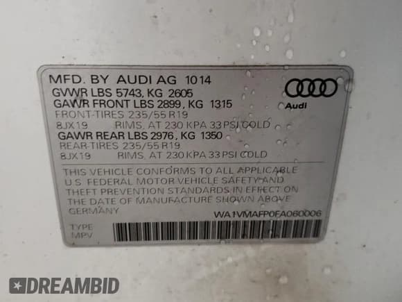 ✅ 2015 Audi Q5 Prestige • VIN: WA1VMAFP0FA060006 • Lot: 77637814. Listed on Copart with Not provided. Free auction sales archive from the USA and detailed vehicle history report at DreamBid. Image 13.
