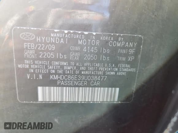 ✅ 2009 Hyundai Elantra Touring • VIN: KMHDC86E39U038477 • Lot: 91495735. Listed on Copart with 225,816 mi. Free auction sales archive from the USA and detailed vehicle history report at DreamBid. Image 12.