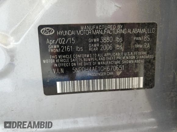 ✅ 2016 Hyundai Elantra SE • VIN: 5NPDH4AE1GH670651 • Lot: 84799875. Listed on Copart with 27,545 mi. Free auction sales archive from the USA and detailed vehicle history report at DreamBid. Image 12.