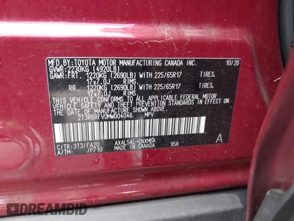 ✅ 2021 Toyota RAV4 Hybrid XLE • VIN: 2T3R6RFV0MW004046 • Lot: 43348453. Wystawiony na IAAI z przebiegiem 57 368 mil. Bezpłatny archiwum sprzedaży aukcyjnych z USA i szczegółowy raport historii pojazdu na DreamBid. Zdjęcie 9.