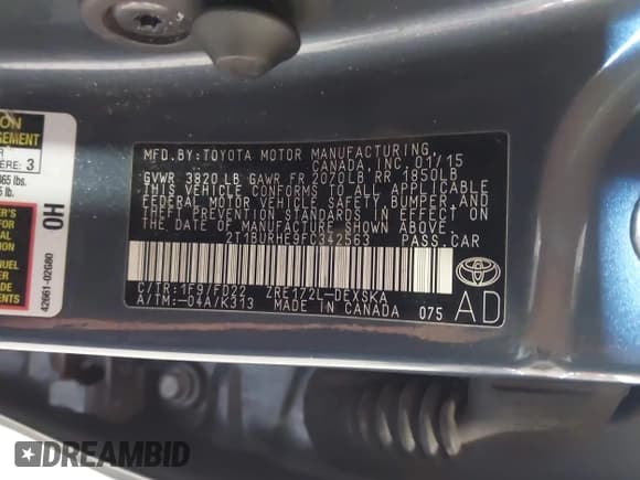 ✅ 2015 Toyota Corolla LE • VIN: 2T1BURHE9FC342563 • Лот: 43195370. Опубликован ранее на IAAI с пробегом 101 498 миль. Бесплатный доступ к архиву аукционных продаж из США и подробный отчёт об истории автомобиля на DreamBid. Изображение 9.