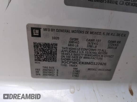 2021 Chevrolet Silverado 1500 LT z VIN 3GCPWCEK8MG122826, wystawiony jako Copart lot #51764415 z przebiegiem 109 264 mil mil oraz Szkoda całkowita • Salvage title. Historia ofert i sprzedaży dostępna na DreamBid. Obrazek 14.