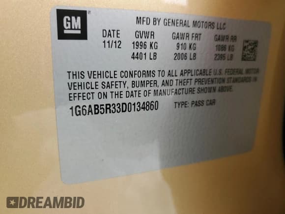 ✅ 2013 Cadillac ATS Luxury • VIN: 1G6AB5R33D0134860 • Лот: 63464155. Опубликован ранее на Copart с пробегом 87 881 миль. Бесплатный доступ к архиву аукционных продаж из США и подробный отчёт об истории автомобиля на DreamBid. Изображение 12.