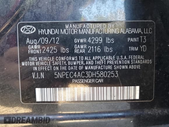 ✅ 2013 Hyundai Sonata SE • VIN: 5NPEC4AC3DH580253 • Lot: 74659564. Wystawiony na Copart z przebiegiem Nie podano. Bezpłatny archiwum sprzedaży aukcyjnych z USA i szczegółowy raport historii pojazdu na DreamBid. Zdjęcie 13.