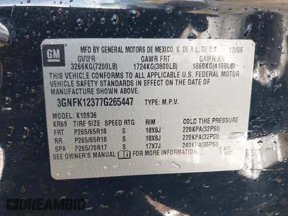 ✅ 2007 Chevrolet Avalanche 2LT • VIN: 3GNFK12377G265447 • Lot: 41795586. Listed on IAAI with 229,054 mi. Free auction sales archive from the USA and detailed vehicle history report at DreamBid. Image 9.