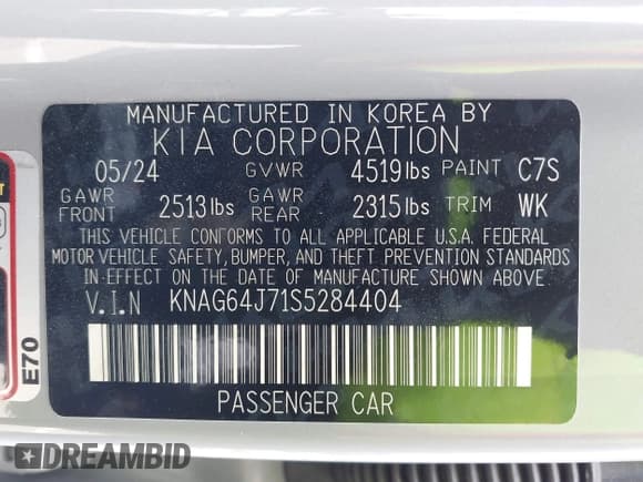 ✅ 2025 Kia K5 GT-Line • VIN: KNAG64J71S5284404 • Lot: 43644605. Wystawiony na IAAI z przebiegiem 21 656 mil. Bezpłatny archiwum sprzedaży aukcyjnych z USA i szczegółowy raport historii pojazdu na DreamBid. Zdjęcie 9.