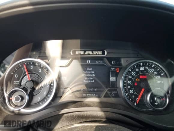 2019 Ram 1500 Big Horn z VIN 1C6SRFFT4KN570616, wystawiony jako Copart lot #84862805 z przebiegiem 74 932 mil mil oraz Szkoda całkowita • Salvage title. Historia ofert i sprzedaży dostępna na DreamBid. Obrazek 9.