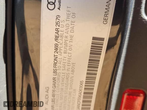 ✅ 2019 Audi A5 Sportback Premium • VIN: WAUANCF55KA063065 • Lot: 86146515. Wystawiony na Copart z przebiegiem 65 310 mil. Bezpłatny archiwum sprzedaży aukcyjnych z USA i szczegółowy raport historii pojazdu na DreamBid. Zdjęcie 13.