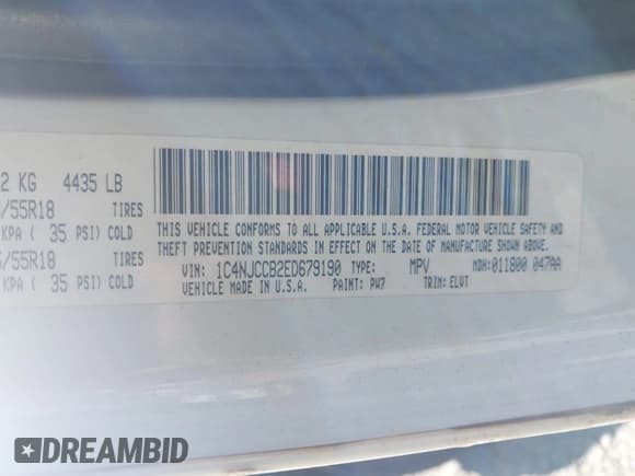 ✅ 2014 Jeep Compass Limited • VIN: 1C4NJCCB2ED679190 • Lot: 43374000. Listed on IAAI with 152,794 mi. Free auction sales archive from the USA and detailed vehicle history report at DreamBid. Image 9.