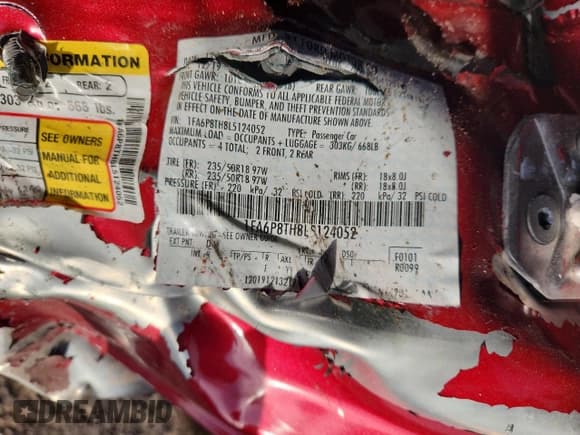 ✅ 2020 Ford Mustang EcoBoost Premium • VIN: 1FA6P8TH8L5124052 • Lot: 81966755. Listed on Copart with Not provided. Free auction sales archive from the USA and detailed vehicle history report at DreamBid. Image 13.