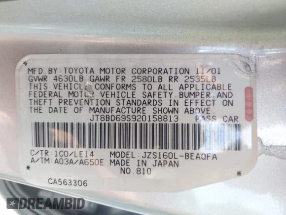 ✅ 2002 Lexus GS 300 • VIN: JT8BD69S920158813 • Lot: 42892371. Wystawiony na IAAI z przebiegiem 194 473 mil. Bezpłatny archiwum sprzedaży aukcyjnych z USA i szczegółowy raport historii pojazdu na DreamBid. Zdjęcie 9.