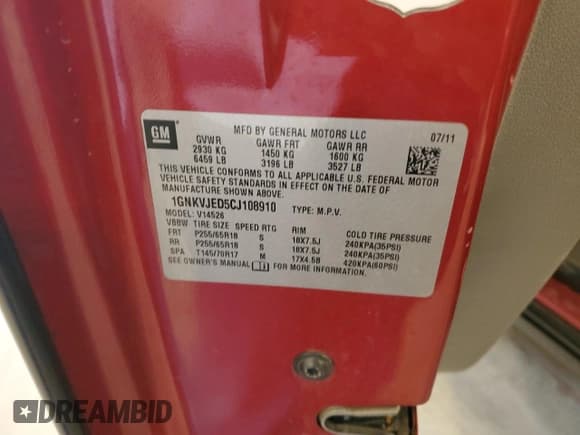 ✅ 2012 Chevrolet Traverse 2LT • VIN: 1GNKVJED5CJ108910 • Lot: 90337945. Wystawiony na Copart z przebiegiem 175 108 mil. Bezpłatny archiwum sprzedaży aukcyjnych z USA i szczegółowy raport historii pojazdu na DreamBid. Zdjęcie 13.